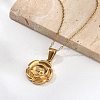 304 Stainless Steel Rose Pendant Necklaces for Women NJEW-S439-01A-G-2