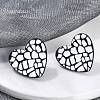 Heart Acrylic Printed Stud Earrings for Women EJEW-G418-01F-2