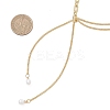 Natural Pearl Round Tassel Brass Twisted Chain Cable Chain Lariat Necklaces NJEW-JN05843-3