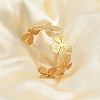 Flower 304 Stainless Steel Open Cuff Bangles for Women BJEW-M313-05G-5
