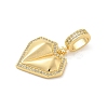 Brass Micro Pave Clear Cubic Zirconia Heart European Dangle Charms KK-U044-12G-2