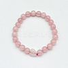 Fashionable Heart & Round Natural Rose Quartz Beaded Stretch Bracelets for Women Men EN4450-6-1