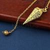 Rack Plating Brass Cone Dowsing Pendulum Pendants AJEW-G064-01G-3