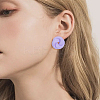 6 Pairs 6 Colors Spray Painted Acrylic Stud Earrings with Steel Iron Pins EJEW-FI0003-12-7