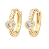 Flat Round Brass Micro Pave Clear Cubic Zirconia Hoop Earrings EJEW-D348-28G-2