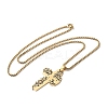 201 Stainless Steel Hollow Rose Cross Pendant Necklaces NJEW-H065-31G-2