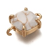 Brass Glass Imitation Gemstone Connector Charms KK-Z076-01G-04-2