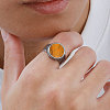 304 Stainless Steel with Natural Tiger Eye Finger Rings for Men FS-WGE1297-03-2