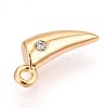 Brass Micro Pave Clear Cubic Zirconia Pendants KK-T075-03G-2