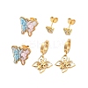 Ion Plating(IP) 3Pairs 3 Styles 304 Stainless Steel Butterfly Earrings EJEW-A114-05G-1