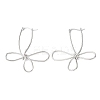Hollow Flower 201 Stainless Steel Hoop Earrings LS-EJEW-P337-01P-4