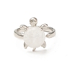 Natural Quartz Crystal Turtle Open Cuff Ring RJEW-P082-01P-27-2