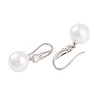 Rack Plating Brass Cubic Zirconia ABS Pearl Earring Hooks EJEW-S219-16P-05-2