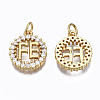 Brass Micro Pave Clear Cubic Zirconia Pendants ZIRC-N039-137-NF-2