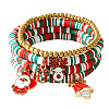 Christmas 304 Stainless Steel Enamel Reindeer & Santa Claus & Christmas Bell Charm Bracelets LQ5841-1-1
