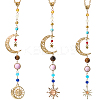 3Pcs 3 Colors Resin & Glass Pendant Decorations HJEW-SC0002-66-1