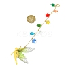 Brass & Transparent Epoxy Resin Fairy Pendant Decoration HJEW-JM02635-01-2
