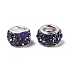 Polymer Clay Rhinestone European Large Hole Beads with Silver Color Plated Brass Cores FPDL-R002-07-2
