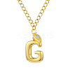 304 Stainless Steel Clear Cubic Zirconia Heart & Letter Pendant Curb Chain Necklaces for Women NJEW-FS00012-27G-1