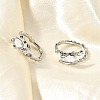 Oval Brass Cat Eye Cuff Rings for Women RJEW-U042-01P-01-2
