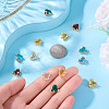 15Pcs Brass Micro Pave Cubic Zirconia with Glass Charms KK-TA0001-81-6