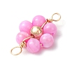 Dyed Natural Shell & Brass Round Beaded Flower Connector Charms PALLOY-JF03464-5