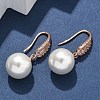 Round Brass Micro Pave Clear Cubic Zirconia Dangle Earrings EJEW-D318-01RG-2
