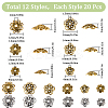 240Pcs 12 Style Tibetan Style Alloy Flower Bead Caps FIND-SC0008-76-2