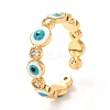 Evil Eye Golden Enamel Cuff Rings for Women KK-G404-06A-G-3