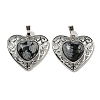 Natural Snowflake Obsidian Peach Love Heart Pendants G-G158-01G-1
