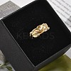 304 Stainless Steel Open Cuff Ring for Women RJEW-M049-01G-08-5