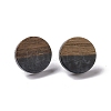 Resin & Walnut Wood Flat Round Stud Earrings with 304 Stainless Steel Pin for Women EJEW-N017-010A-01-1