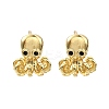 Octopus Brass Micro Pave Cubic Zirconia Stud Earrings EJEW-H157-02G-4