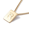 Stainless Steel Initial Letter Rectangle Pendant Necklace for Men Women NJEW-E090-01G-18-1