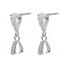 Anti-Tarnish Rhodium Plated 925 Sterling Silver Dangle Stud Earing Settings STER-K038-008P-1