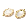 Rack Plating Brass Micro Pave Cubic Zirconia & Shell Pendants KK-G488-18G-3
