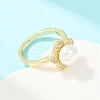 Brass Micro Pave Cubic Zirconia Finger Rings for Women RJEW-D340-02G-02-5
