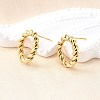 Ion Plating(IP) 304 Stainless Steel Twist Rope Ring Stud Earrings for Woman EJEW-N097-006LG-5
