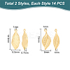 28Pcs 2 Style Ion Plating(IP) 304 Stainless Steel Pendants STAS-UN0049-74-4