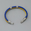 Flag Color Imitation Leather Double Line Cord Bracelet with Alloy Clasp GUQI-PW0001-088-4