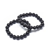 Synthetic Black Stone Bead Stretch Bracelets BJEW-K212-A-032-1