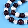 Dyed Natural Garnet Round & Natural Cultured Freshwater Pearl Grooved Potato Beads Strands PEAR-N019-12-4