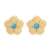 304 Stainless Steel Synthetic Turquoise Stud Earrings for Women EJEW-U046-15G-4