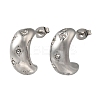 304 Stainless Steel & Rhinestones C-Shaped Stud Earrings for Women EJEW-S237-11-1