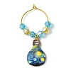 Alloy Printed Bulb Wine Glass Charms AJEW-JO00241-4