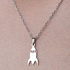 Non-Tarnish 201 Stainless Steel Rocket Pendant Necklace NJEW-OY001-10-1