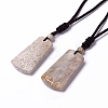 Natural Fossil Coral Trapezoid Pendant Necklace for Women NJEW-C002-01-1