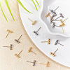 20Pcs 2 Color 201 Stainless Steel Beaded Horizontal Bar Stud Earrings with 316 Stainless Steel Pin for Women STAS-DC0008-84-5