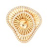 Brass Micro Pave Clear Cubic Zirconia Cuff Ring Components KK-G551-06G-2