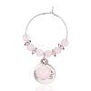 Natural Rose Quartz Wine Glass Charms AJEW-JO00154-01-1